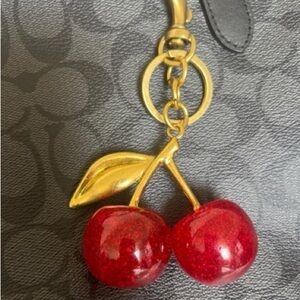 Cherry Keychain with Gold Accents